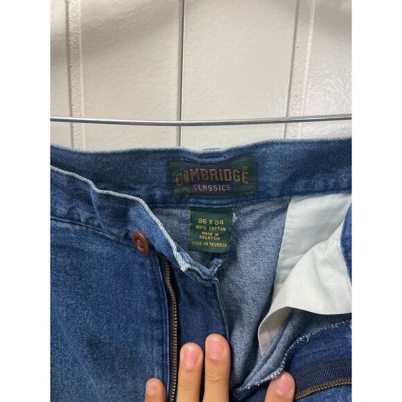 Cambridge Classic Vintage Denim Mens Button fly Zipper Jeans Size 36x34 - Picture 4 of 9